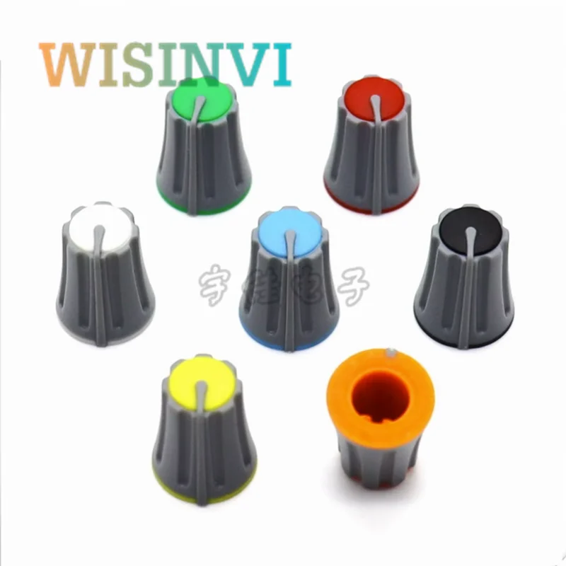 10PCS Mixer Adjustment Knob Diameter 12mm Height 15mm Plastic Knob Cap 180 Degree D-Shaped Inner Hole 6mm