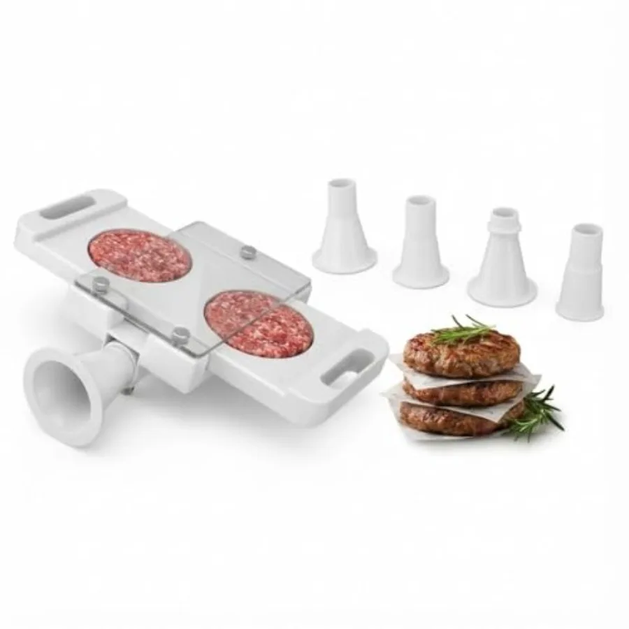 

Hamburger Press Patty Maker Burger Patty Maker with Two Holes Premium Plastic Material Smooth Non Stick Holding 150g Meat Stuff