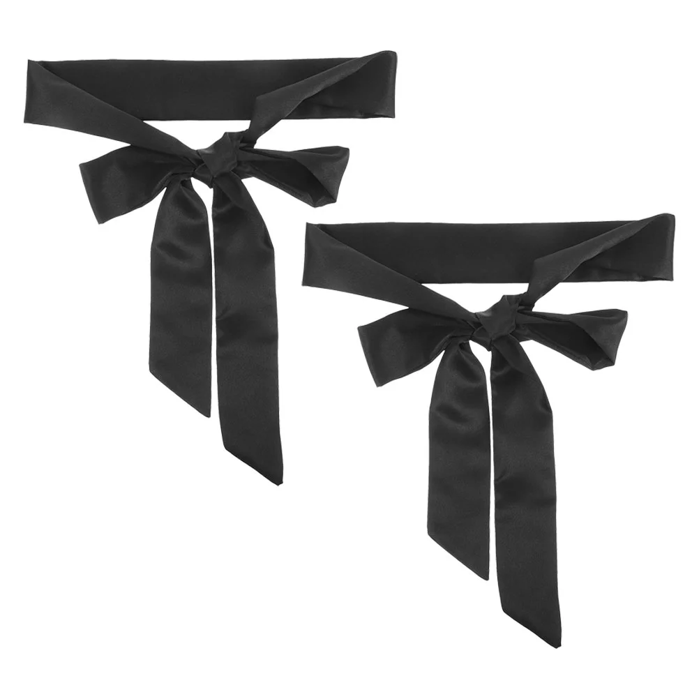 

2 Pcs Silk Belt Bride Sash Bag Handle Wraps Scarf Fashionable Versatile Black Lace Bow