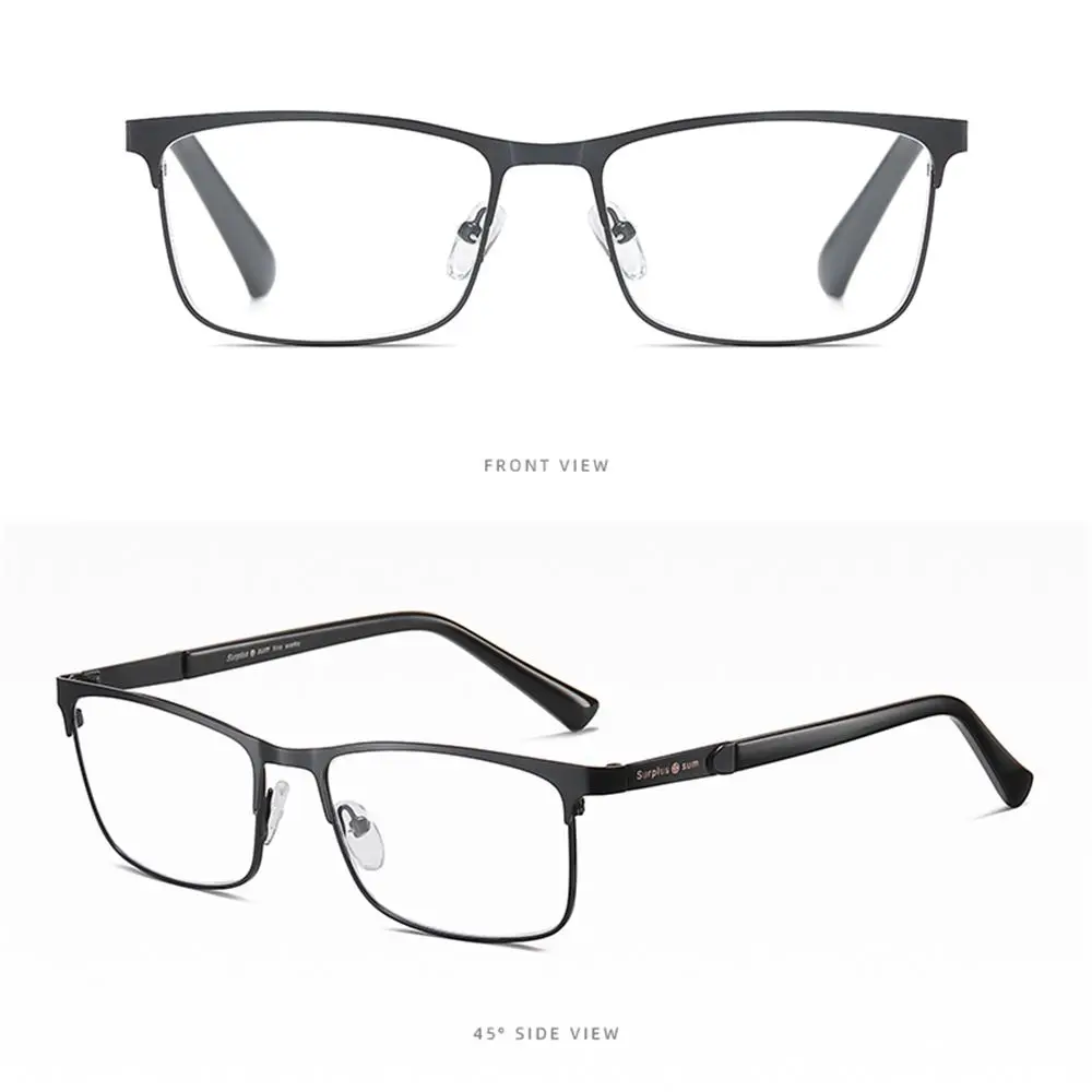 Gafas de lectura de acero para hombres y mujeres, lentes ópticas para presbicia, antiluz azul