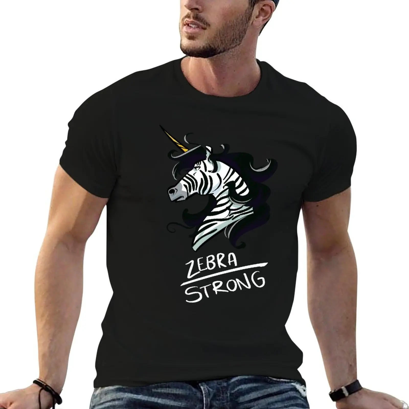 Zebra Strong Unicorn For Rare Disease Awareness T-Shirt All Match Print Short Sleeve Top