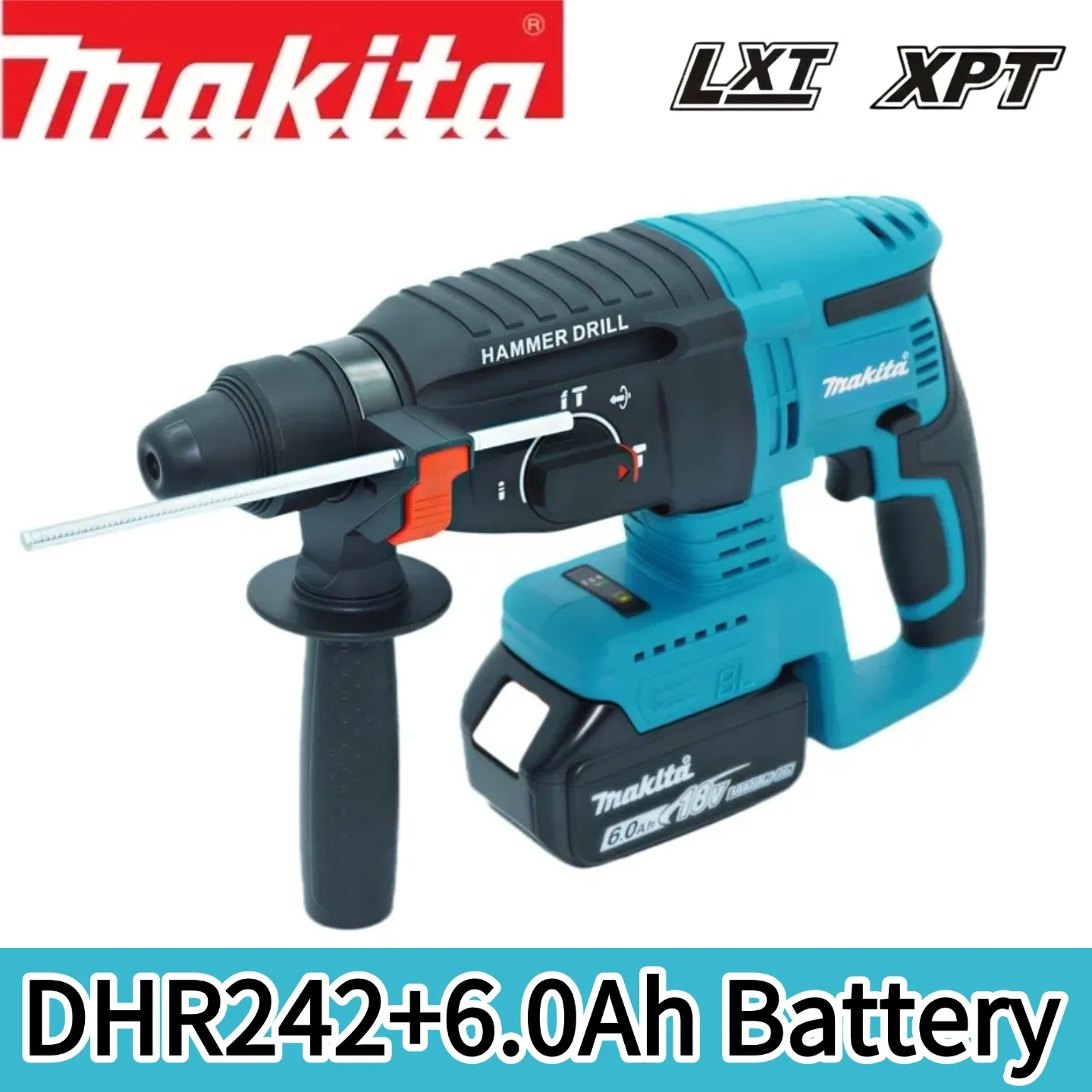 

New Makita DHR242 18V Cordless Rotary Hammer SDS Plus 24mm 3-Mode Professional Impact Drill Power Tool for Concrete