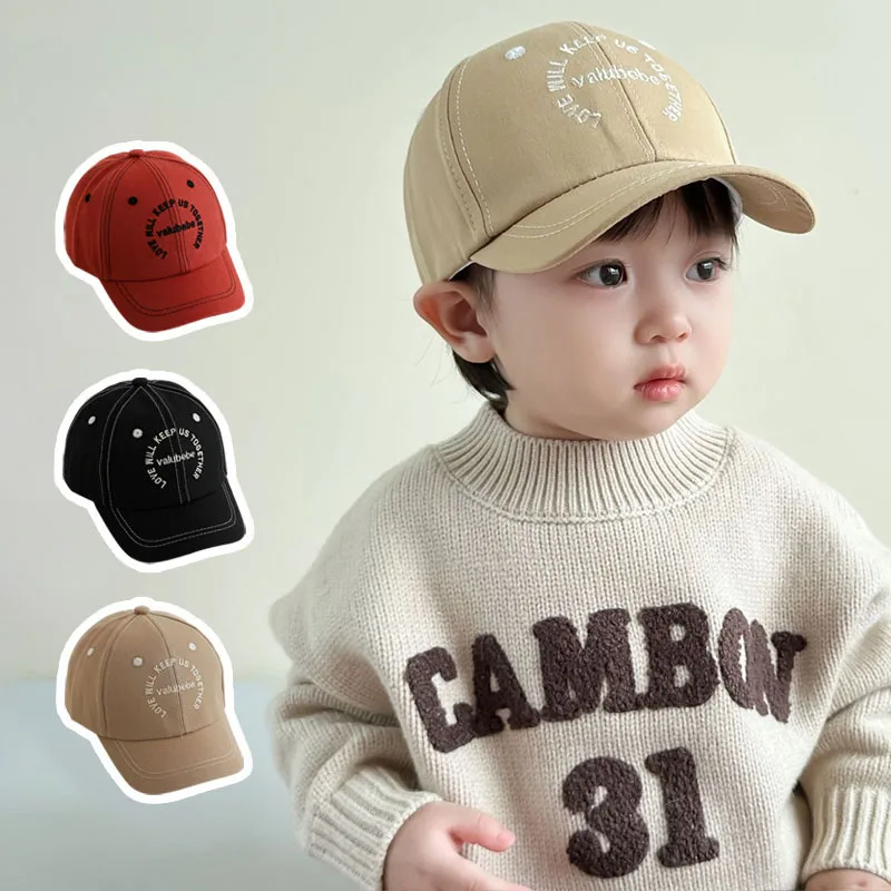 موضة الأطفال بطة اللسان قبعة التطريز رسالة الاطفال قبعة بيسبول الصلبة القطن الطفل ظلة قناع 2-6Year فتاة بوي قبعة رياضية