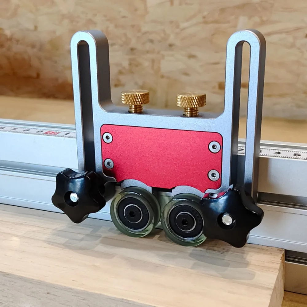 

Aluminum Alloy Table Saw Feeding Guide Roller Double Wheel Adjustable Height Dual Bearing Roller Rubber Wheel