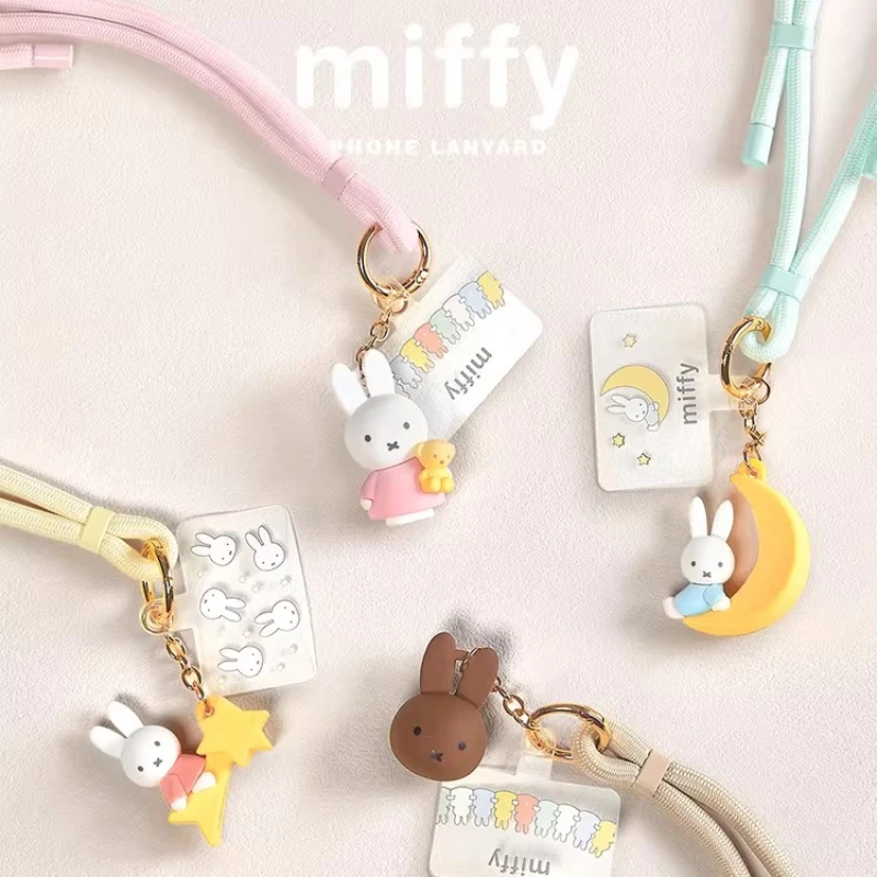 

Miffy phone lanyard Cute Rabbit Anime Figures Pendant Bear Moon Star Melanie Model Kawaii Keychain Bag Charm Boys Girls Gifts