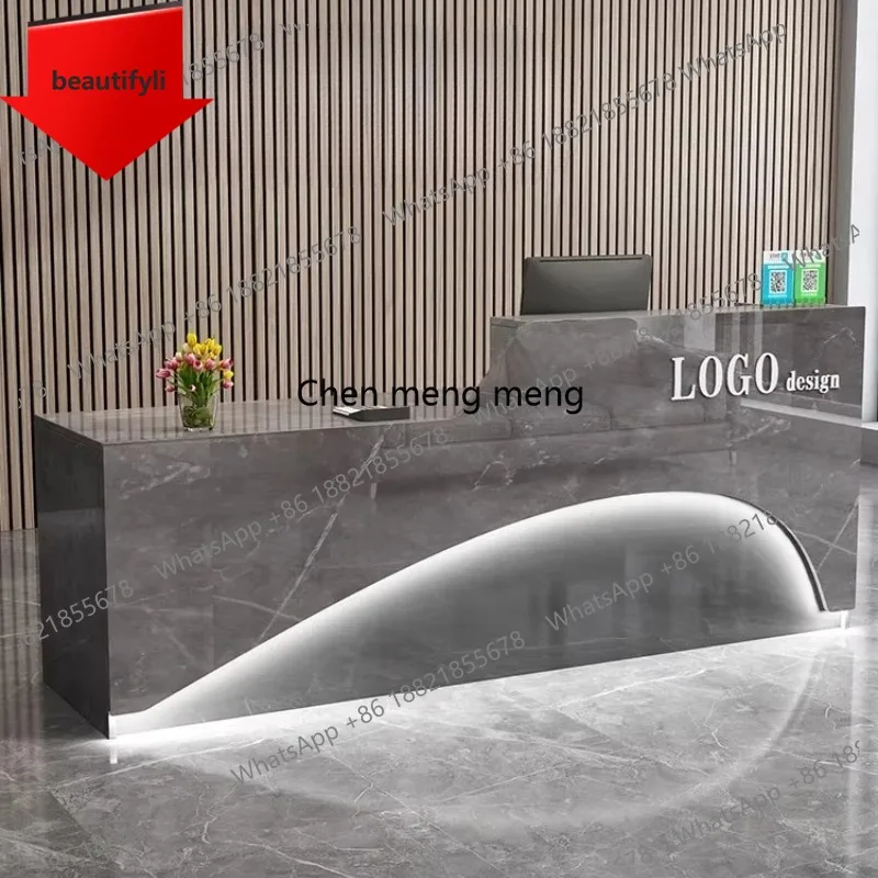 X188 Hairdresser Reception Desk With Drawers Cash Market Counter Table Reception Desk Beauty Salon Comptoir Caisse Corner Furnit