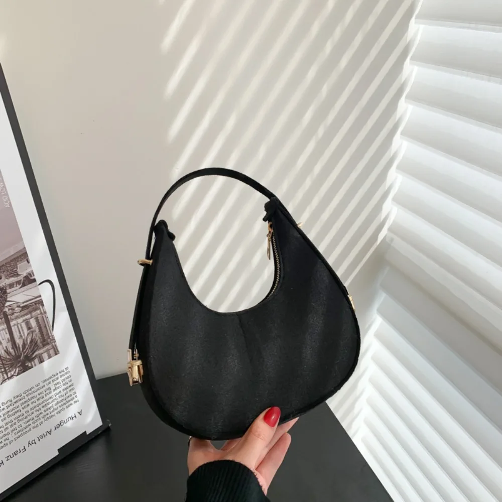 Elegant Solid Color Crescent Bag Korean Style Large Capacity Cloth Shoulder Bag Shoulder Pouch All-match Underarm Bag Women