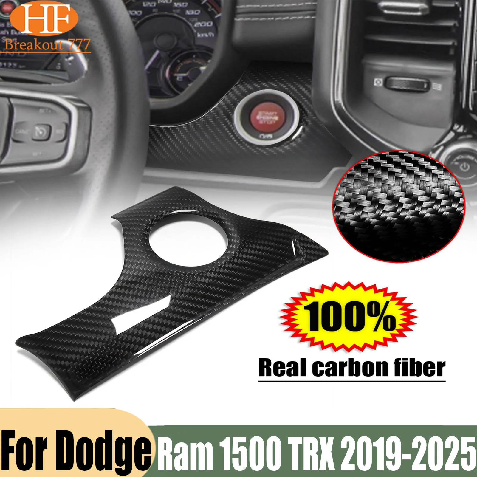 For Dodge Ram 1500 TRX 2019-2025 Carbon Fiber Engine Start Push Button Frame