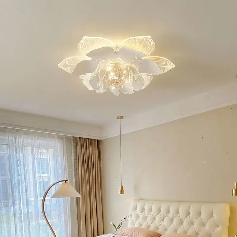 Flower bedroom light, Nordic warm and romantic room creative, starry master bedroom ceiling light