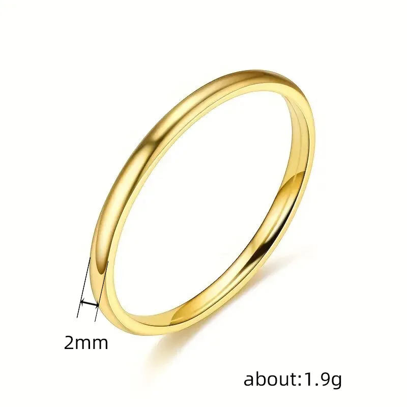 Pack of 3 Simple 2mm Thin Small Mini Women Rings Rose Silver Gold Color Stainless Steel Fashion Jewelry size 3 4 5 6 7 8 9 10