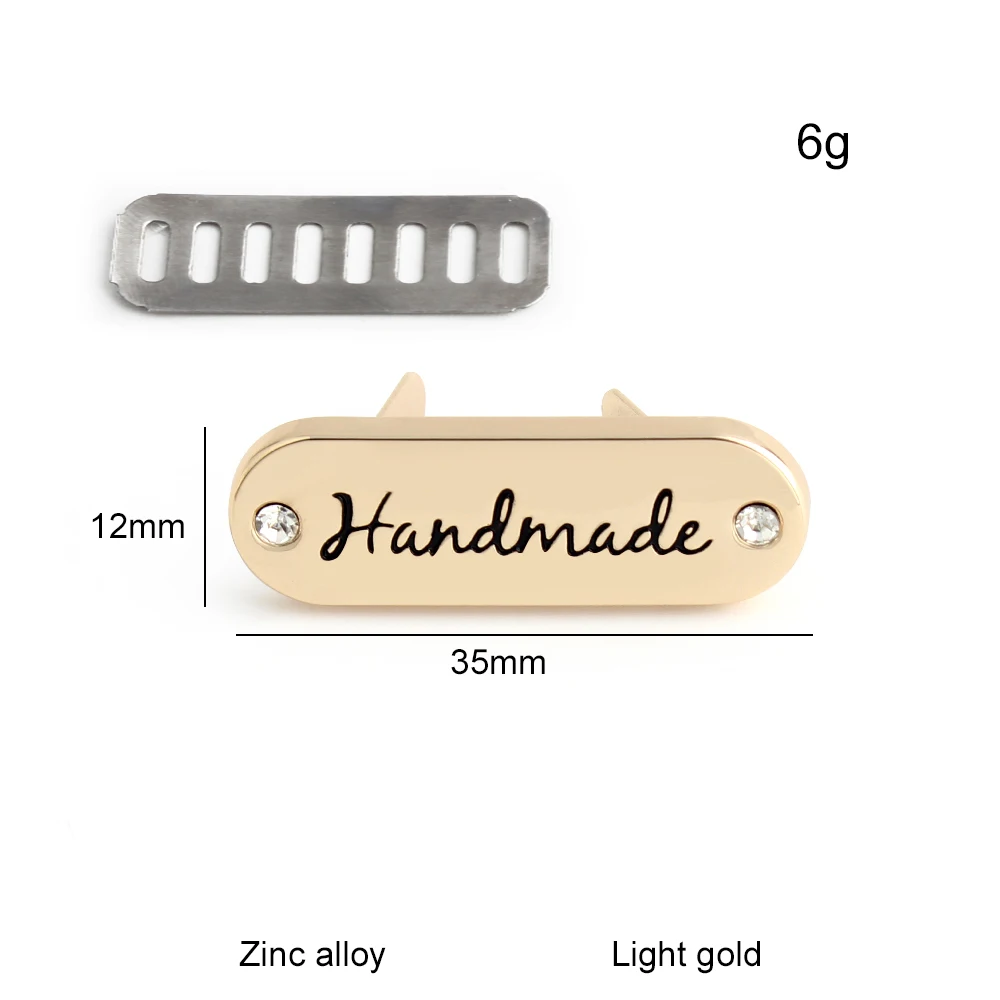 20/50/150PCS 35x12mm Diamond Rectangle Metal Labels Tags Handmade Letter Tags For DIY Handbag Bags Purse Decorative Accessories