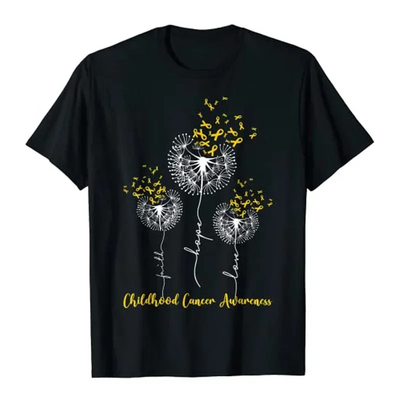 Streetwear Boys Cancer Awareness Faith Hope Love Dandelion T-Shirt Aesthetic Clothes for  Men Graphic Tee Tops Gifts oversized