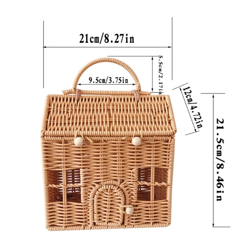 Confezione regalo a forma casa con cestino da in rattan per compleanni festività 203C