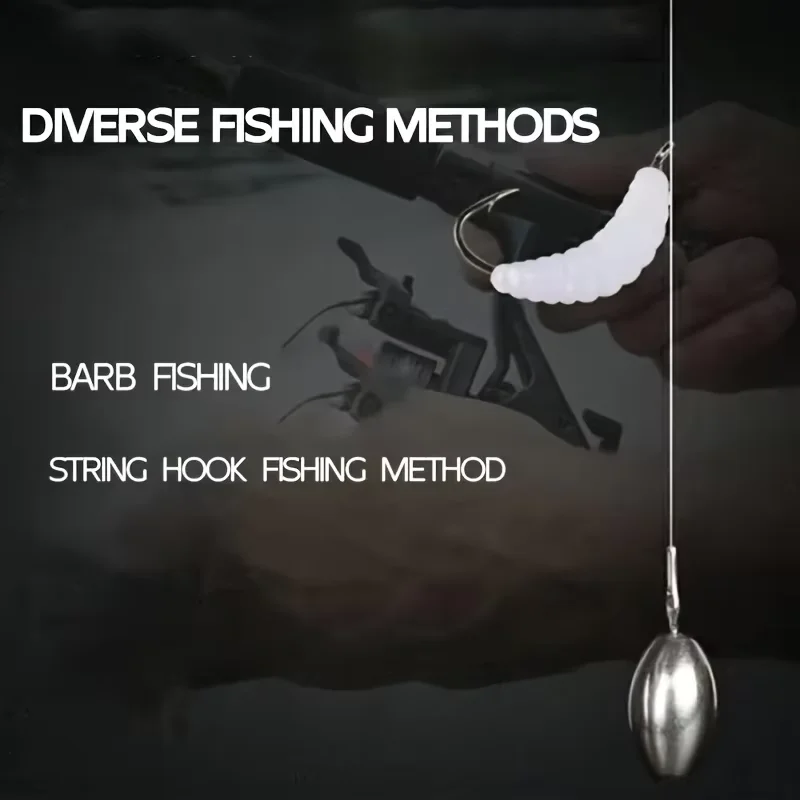 50 Uds. Cebo de pescado beige/blanco cebo blando pesca cebo biónico Swimbait cebo de silicona gusano suave pan Artificial señuelos de lombriz de tierra - imagen 3