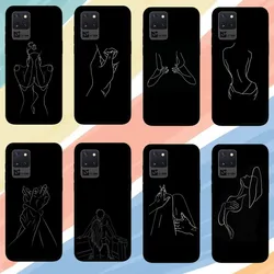 Line Sexy Art Phone Case For Samsung Galaxy S24 S23 S22 S21 S20 FE Note 20 Ultra 5G Black Phone Case