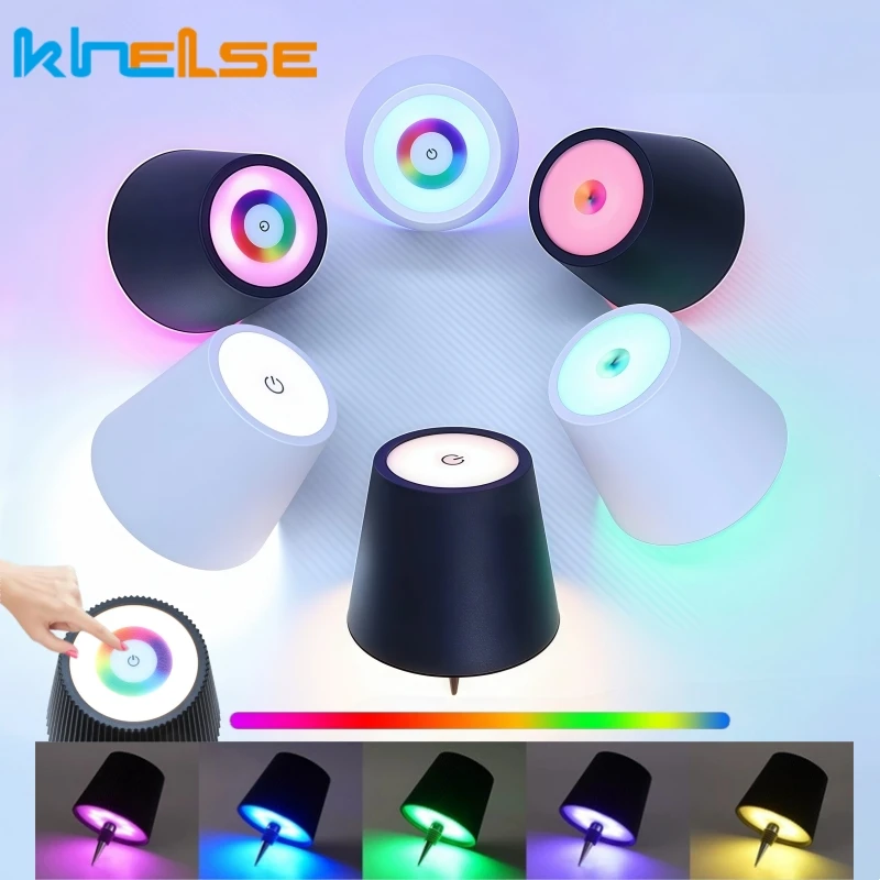 RGB Wireless LED Wine Bottle Lamp USB Rechargeable Dimmable Table Lamp With Touch Sensor Switch Bedroom Wedding Decor Desk Light