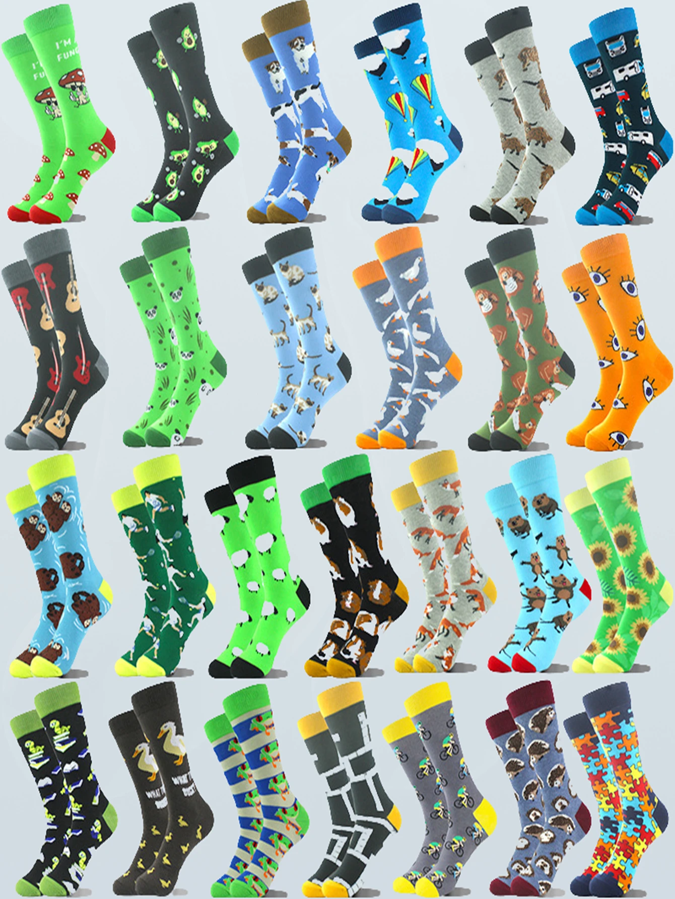 1 Pairs Fashion New Cotton Men Socks Harajuku Funny Animal Fruit Pineapple Dog Panda hedgehog Men\'s Happy Socks Skateboard Socks