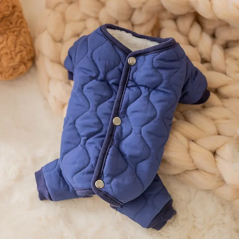 Japan and South Korea Simple Four Legged Cotton Coat Winter Thickened Down Jacket Warm Dog Clothes Teddy Jumpsuits Pet Clothes