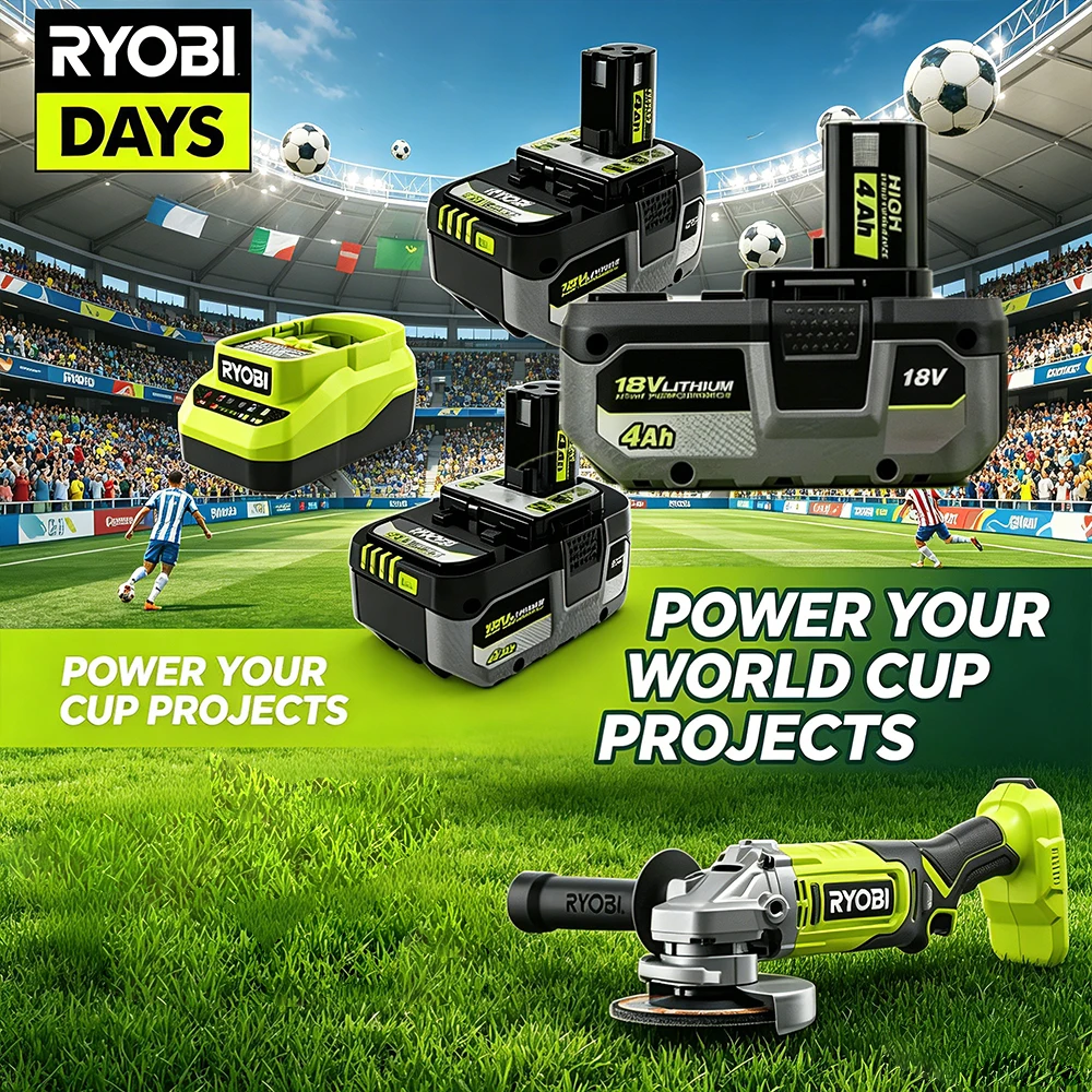 RYOBI 18V ONE + 4.0Ah / 6.0Ah / 8.0Ah Li-ion Battery Pack – 6000/8000mAh, Smart BMS, Compatible with 300+ ONE + 18V Tools.