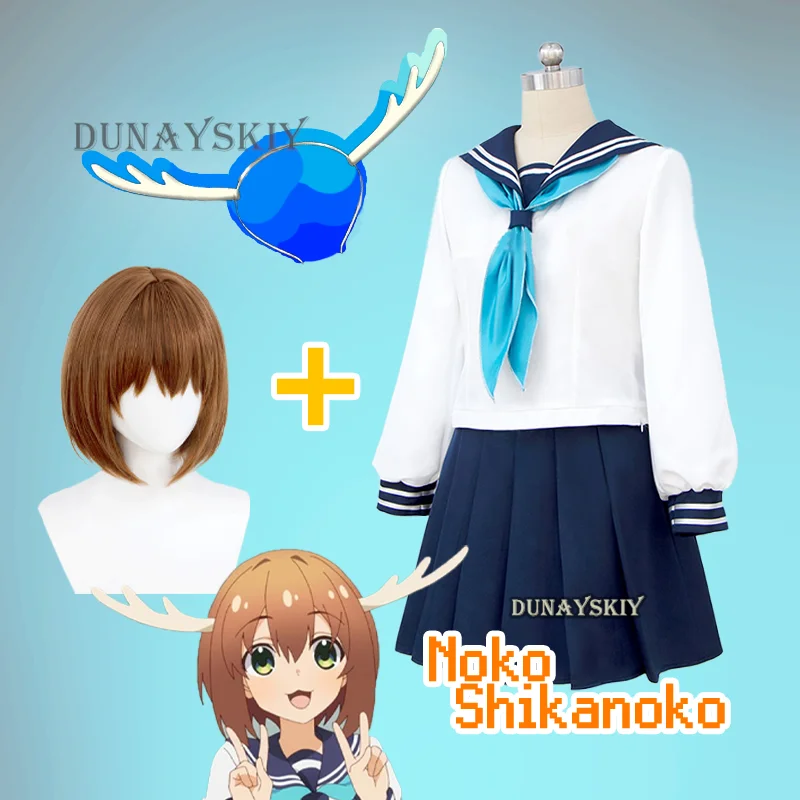 

Noko Shikanoko Cosplay Costume Wig Anime My Deer Friend Nokotan Dress School Uniform JK Sailor Skirt Headwear Torako Koshi Women