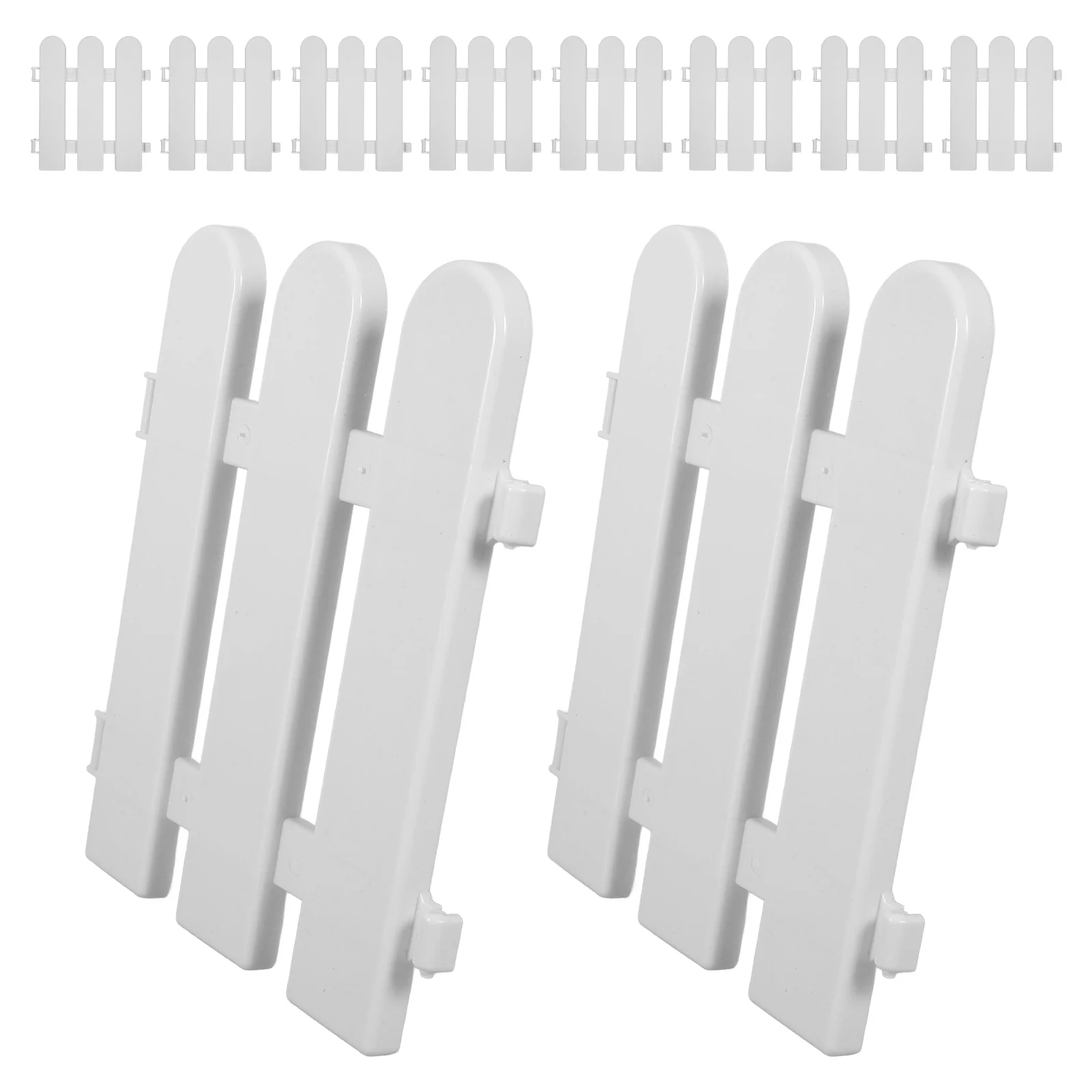 

10pcs White Plastic Fence Small Garden Border Christmas Decoration Durable Miniature Landscape Simulation Fence Courtyard Decor