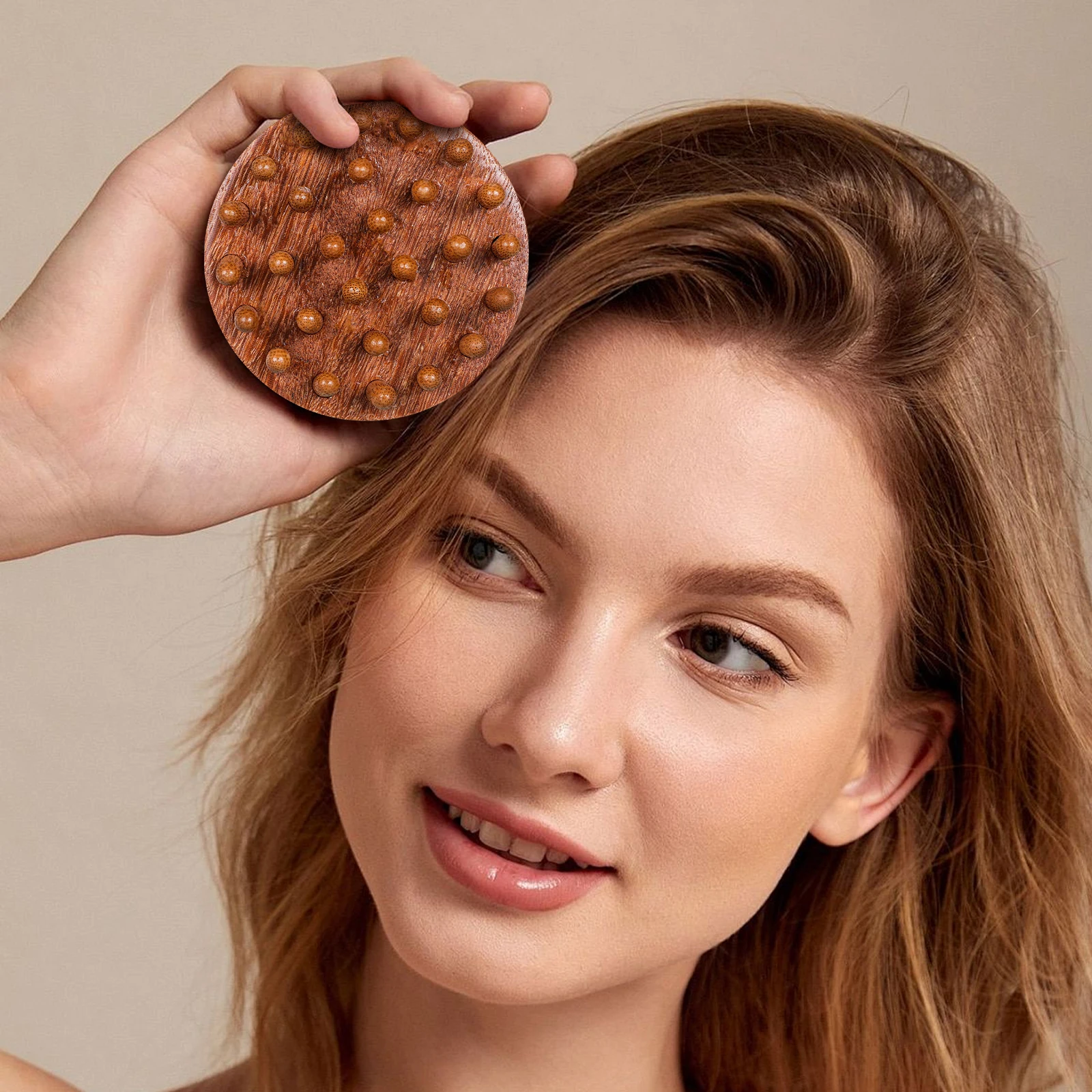 

Natural Wood Scalp Massager Comb with Dense Bristles Round Tip Design for Gentle Hair Detangling and Relaxing Head Massage Gua