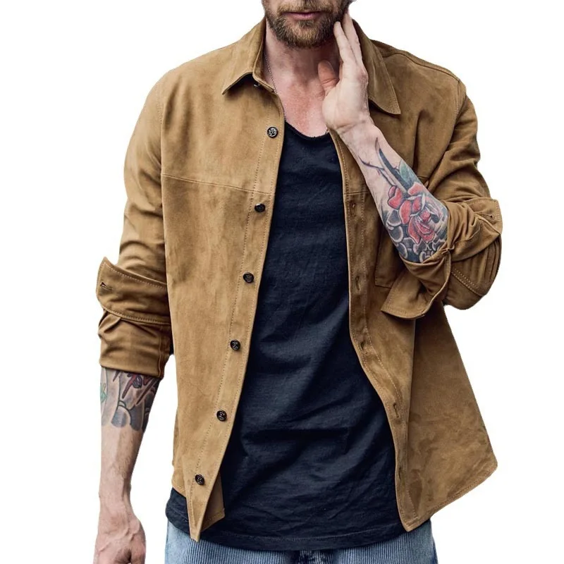 

Retro Long Sleeve Men's Casual Shirt Button Collar Loose Fit Cotton Polyester Blend High Elasticity Anti-Wrinkle Shirt