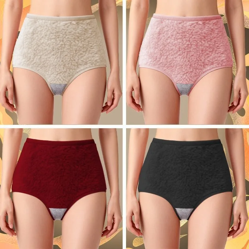

Женское нижнее белье с высокой талией, утолщенные бархатные очень толстые теплые трусы с замком на талии, теплые дворцовые трусы из чистого хлопка, антибактериальные трусы с промежностью