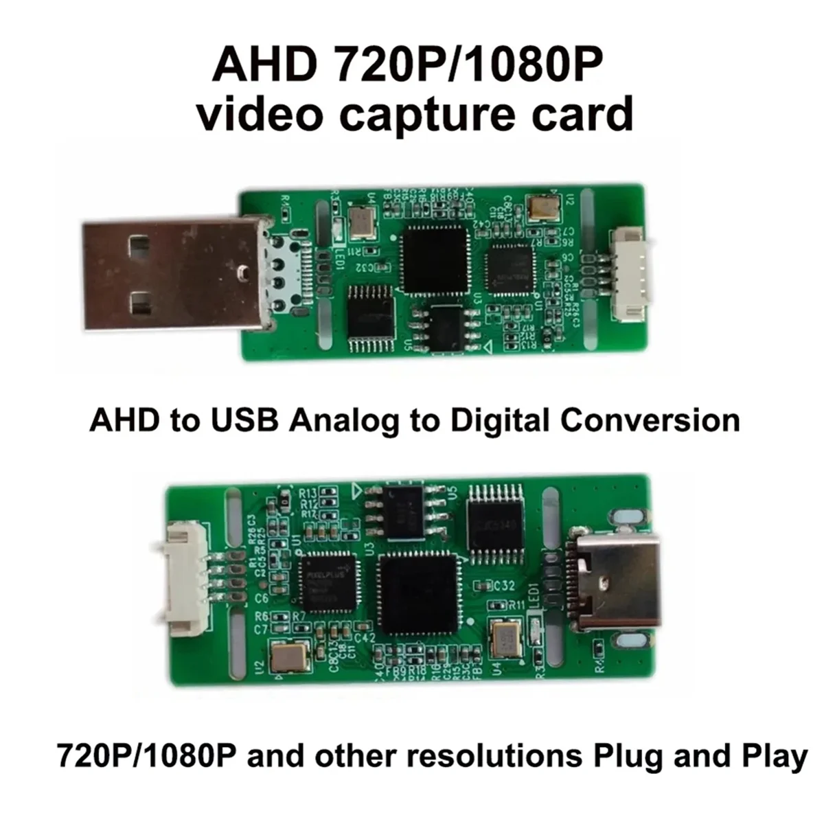 AHD to USB Capture Analog Signal to Digital USB Camera Module AHD to Type-C Module UVC Free Drive for Android(A)