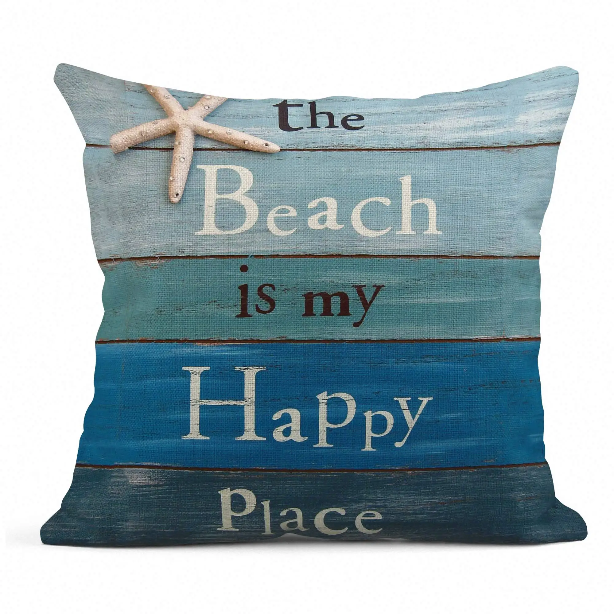 Wood grain marine anchor cyan linen pillowcase sofa cushion cover home decoration can be customized for you 40x40 45x45