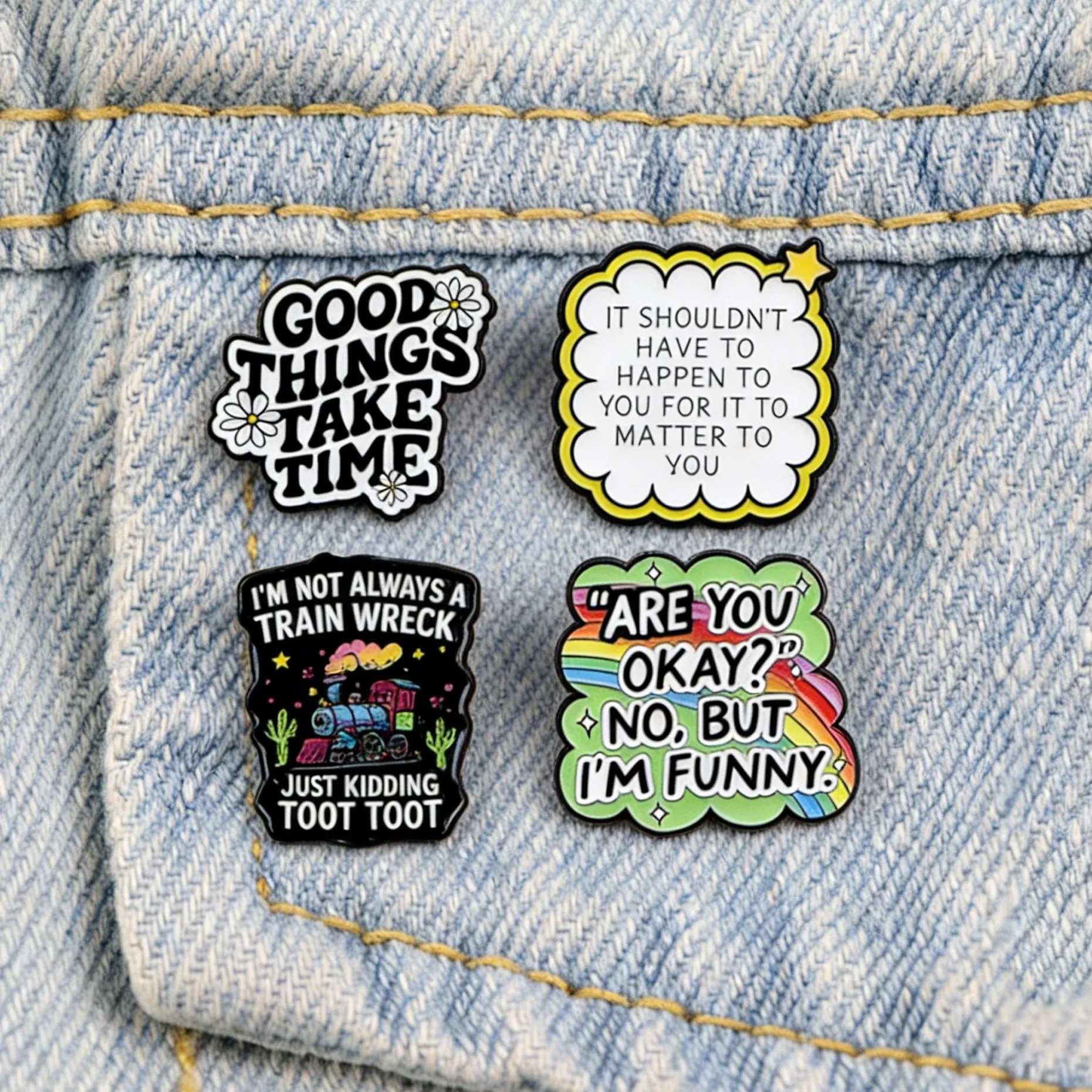 Are You OKay Enamel Pin Funny TRAIN Quotes Brooch Lapel Badge for Backpacks Hats Bags Creative Fashion Jewelry Gift
