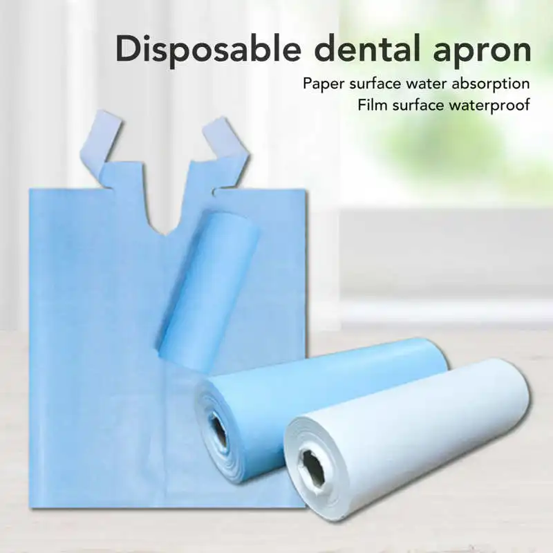 80PCS Per Roll Lacing Waterproof Disposable Dental Bib Medical Beauty Disposable Apron