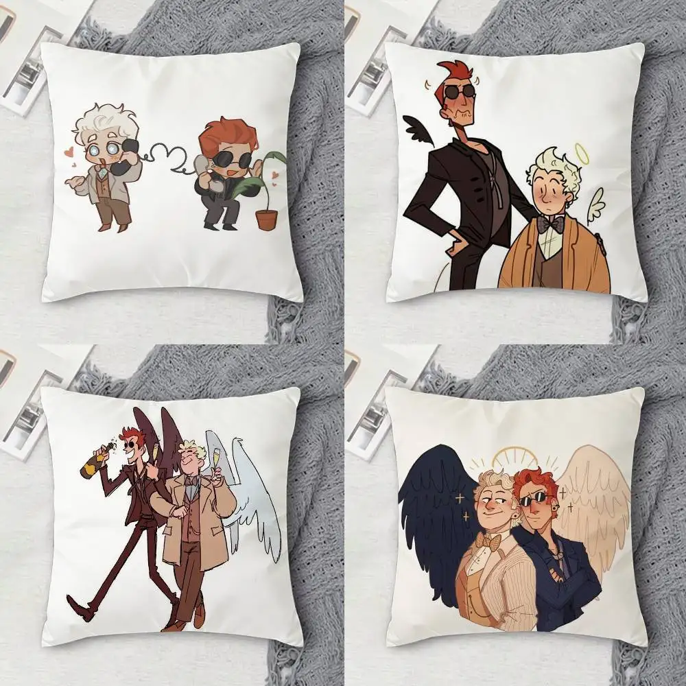 

Good Omens Double-sided Printed Square Decorative Cushion Cover for Sofa Living Room Home Decor