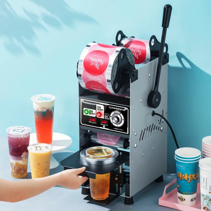 Automatische Tassendichtungsmaschine Bubble Tea Maschine Tassendichtungsmaschine für Kaffee/Milchtee/Sojamilchbecher 9,5/9 cm Boba-Tee-Maschine