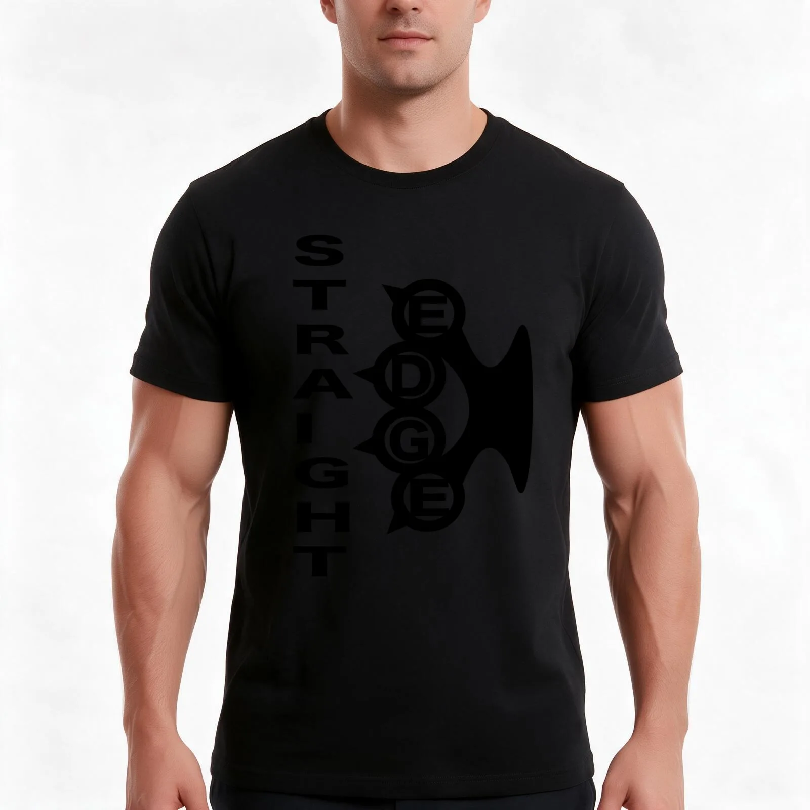 Straight Edge Brass Knuckles Design T-Shirt, Summer Casual Cotton Tee, Oversized Streetwear Tops, Vintage Graphic Print