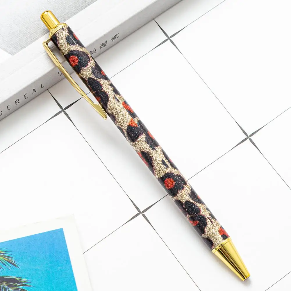 1.0mm Ballpoint Pen Fluent Write Leopard Print Metal Student Exam Stationery Pen for Office 