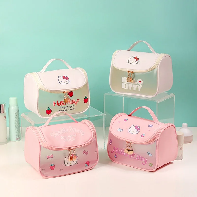 

Hello Kitty Makeup Bag High appearance level Large capacity portable hook toiletry storage bag