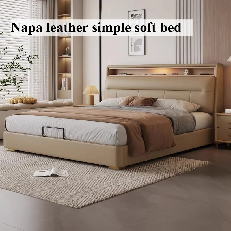 

Современная эстетичная прикроватная лампа с роскошным местом для хранения, двуспальная кровать с обивкой, многофункциональная мебель для спальни, домашняя мебель