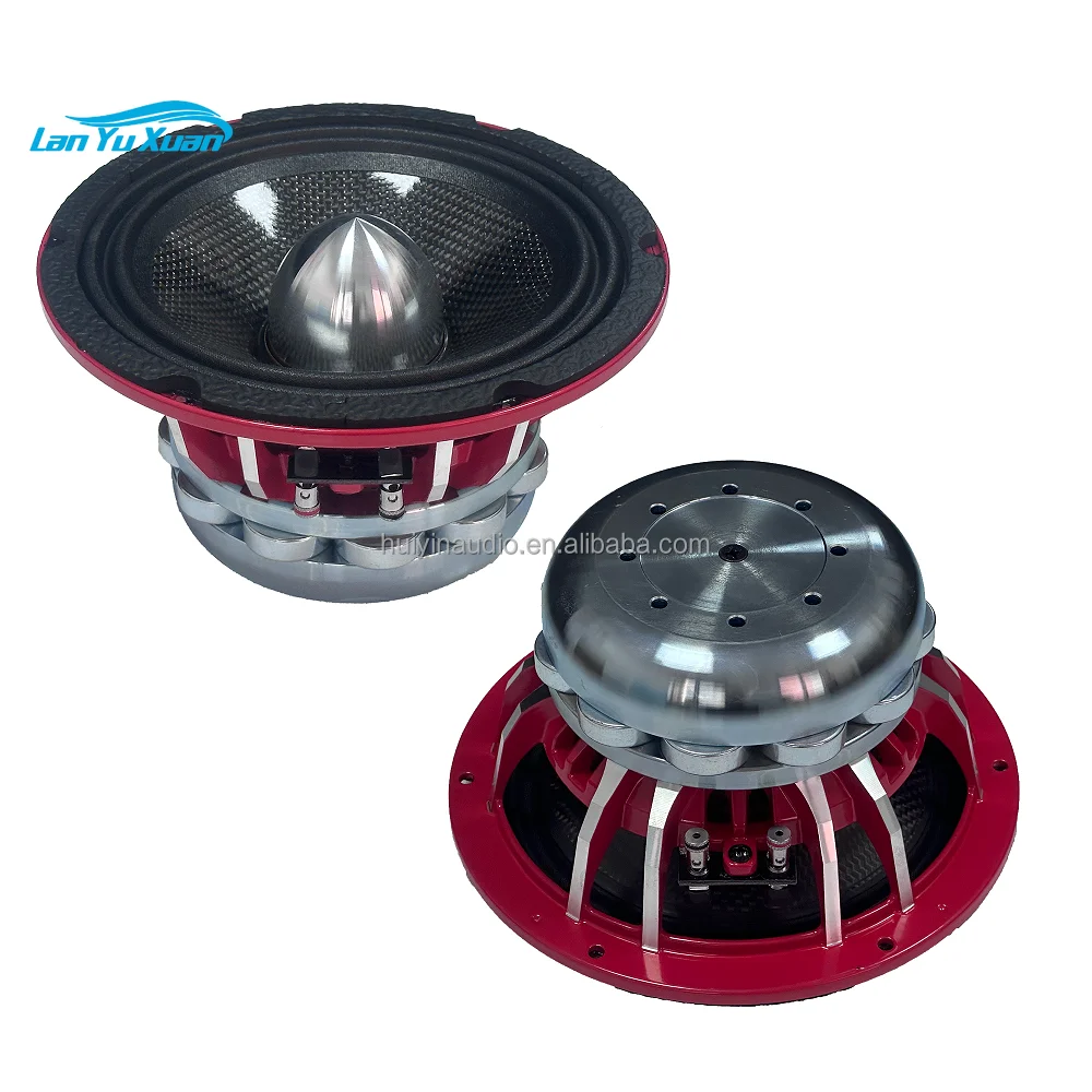 

HUIYIN 650-046 Updated Version Mid Range Neo Magnet Cone Car Stereo Speakers Shiny Carbon 6.5 Inch 200watt OEM 200W 4 Ohm 12-24v
