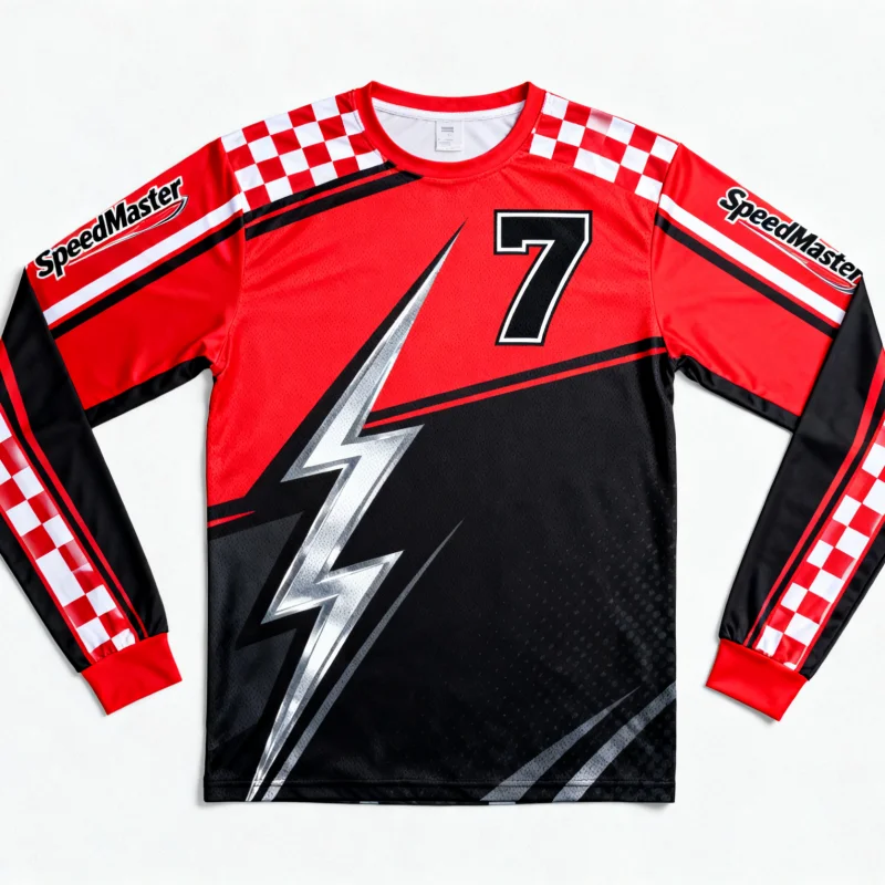 

Мужские гоночные майки с длинными рукавами с 3D-печатью: клетчатый флаг и молниевый болт, идеально подходят для любителей гонок