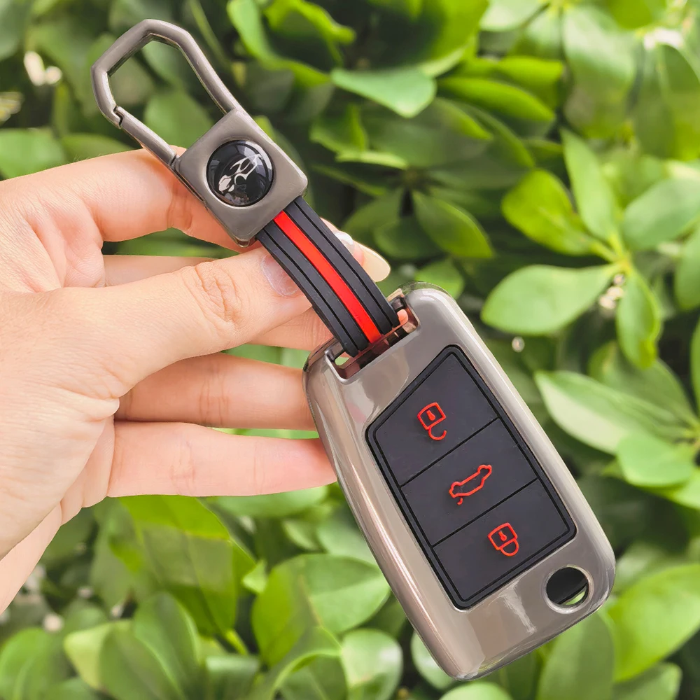 3 Buttons Zinc Alloy Remote Flip Key Case Cover For VW Polo Golf 7 Tiguan Jetta GTI Fob Sleeve 2015 2016 2017 2018 2019 2020