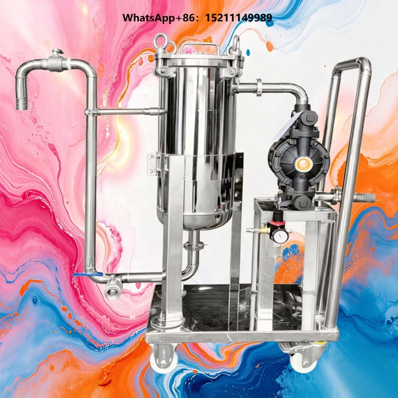 CE PP PTFE Nylon Bag Filter with Trolley Housing Machine for Ink Paint Coating Pigment Resins Filtration Stainless Steel 304 316