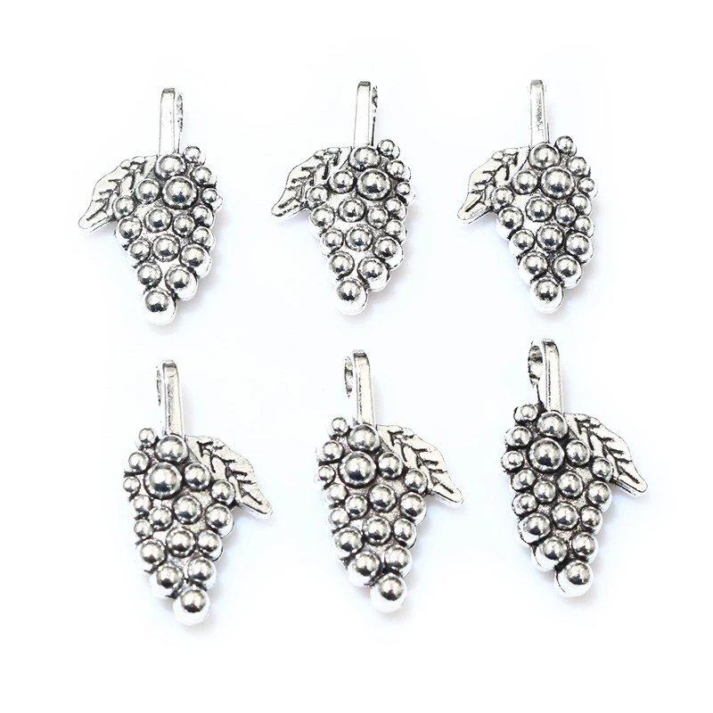 10pcs 26x14mm Antique Silver Plated Grape Fruit Handmade Charms Pendant DIY Jewelry Findings Supplies for Necklace Bracelet