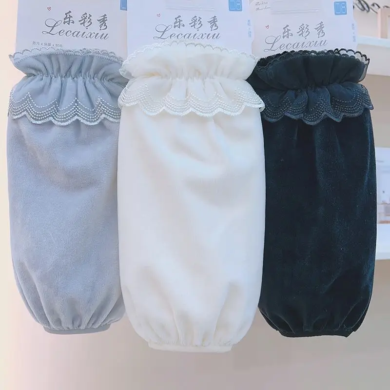 Solid Color Extended Sleeves for Women, Winter Lace and Lace Anti Dirt Sleeves, New Style Sleeves