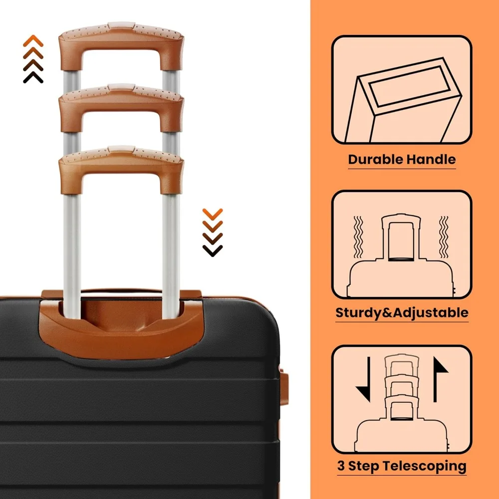 Lightweight 3-Piece Hardshell Suitcase Set with 4 Double Spinner Wheels, TSA Lock, and ABS Material for Travel
