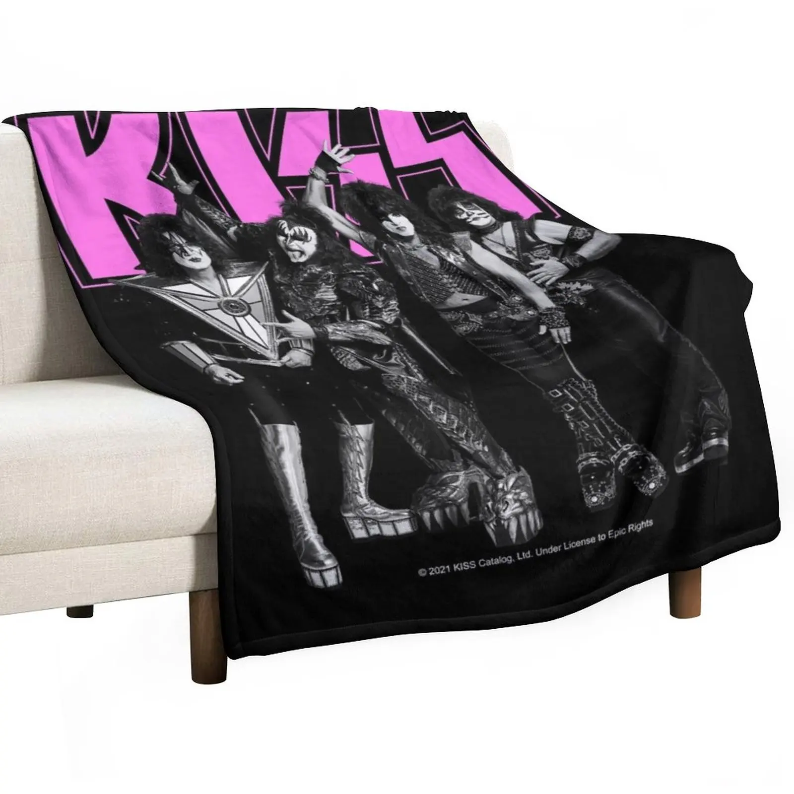 

KISS  The Band - Pink, Black and White Version Throw Blanket Plush christmas decoration Flannel Blankets