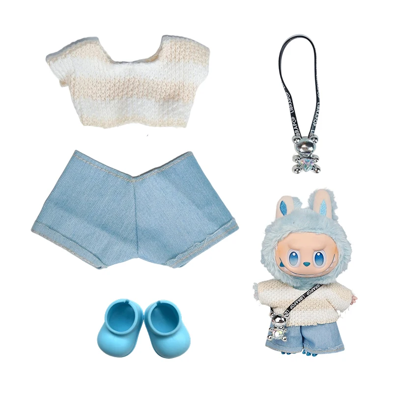 

Кукольная одежда для 15-17 см I II III, наряды Labubu, мини-плюшевая хлопковая кукла-идол, универсальная одежда, аксессуары для сидения, подарки