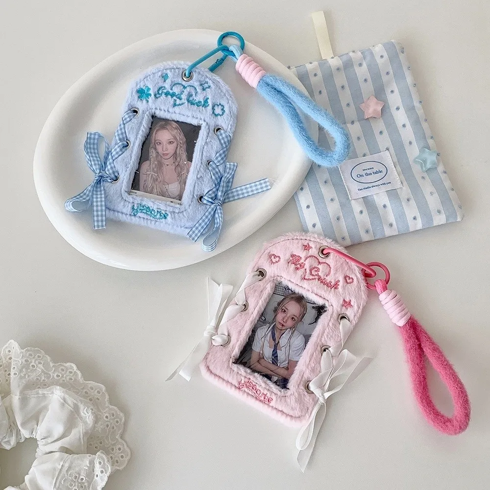 Photocard titular chaveiro fita bowknot ballet estilo campus cartão capa protetora pendurado decoração id crachá titular