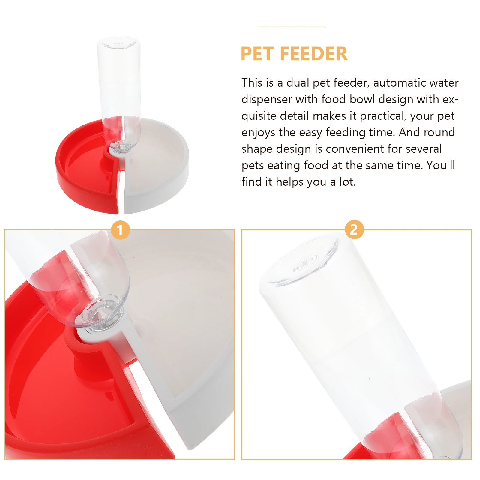 

Dual Pet Feeder Bite Resistant Shatter Proof Safe for Cats Dogs Rabbits Automatic Water Dispenser Detachable Design Easy Clean