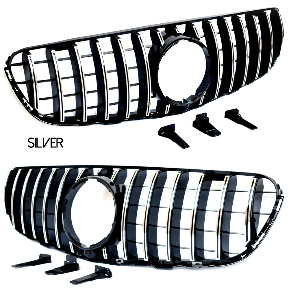 Black Silver Replacement Front Bumper GTR Grille Fit For Mercedes GLC Class X253 SUV C253 Coupe 2015 - 2019 For AMG GLC63  A1101